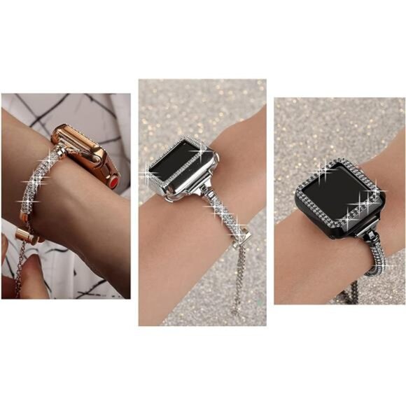 Bling Band & Case Compatible with Apple Watch Band 38mm 40mm 41mm 42mm 44mm 45mm - Picture 6 of 7